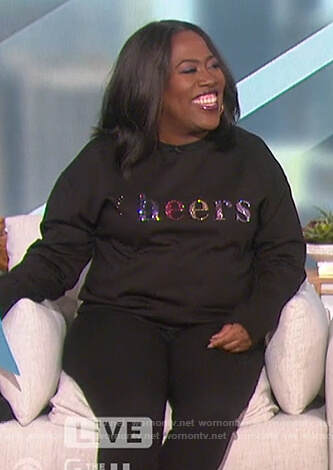 Sheryl’s black cheers logo sweatshirt on The Talk