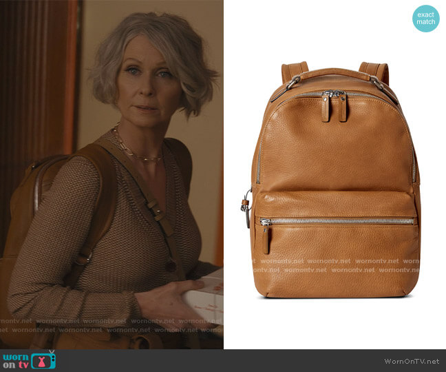 Runwell Grained Leather Backpack by Shinola worn by Miranda Hobbs (Cynthia Nixon) on And Just Like That