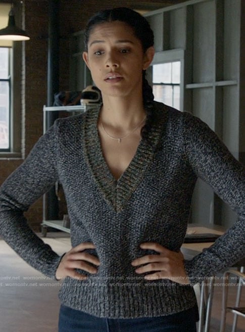 Stella’s marled v-neck sweater on Chicago Fire