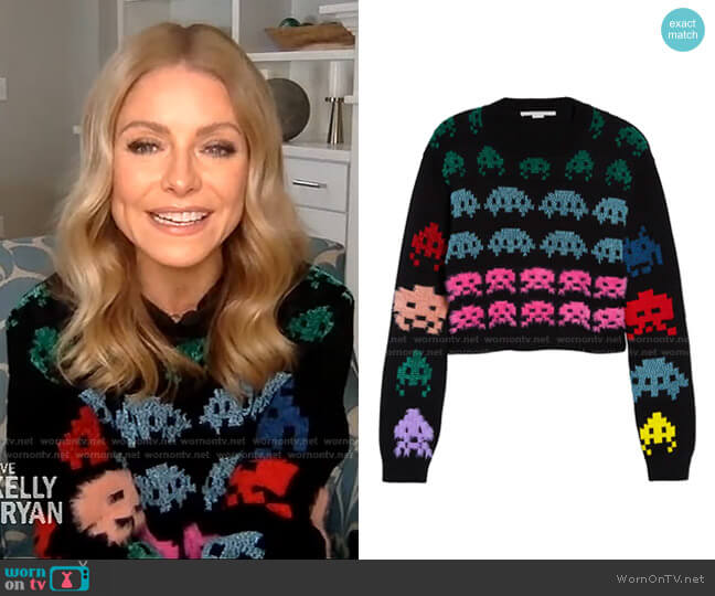 Game On Crop Sweater by Stella McCartney worn by Kelly Ripa on Live with Kelly and Mark