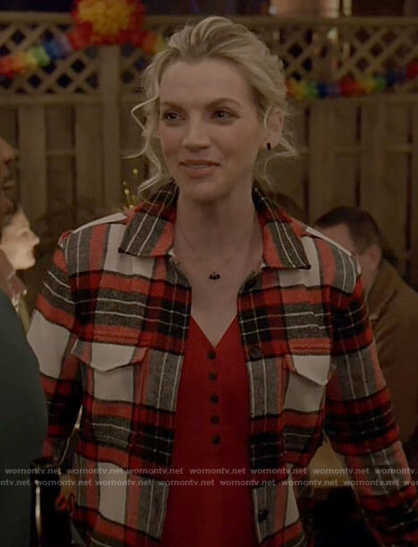 Sylvie’s red plaid shirt jacket on Chicago Fire