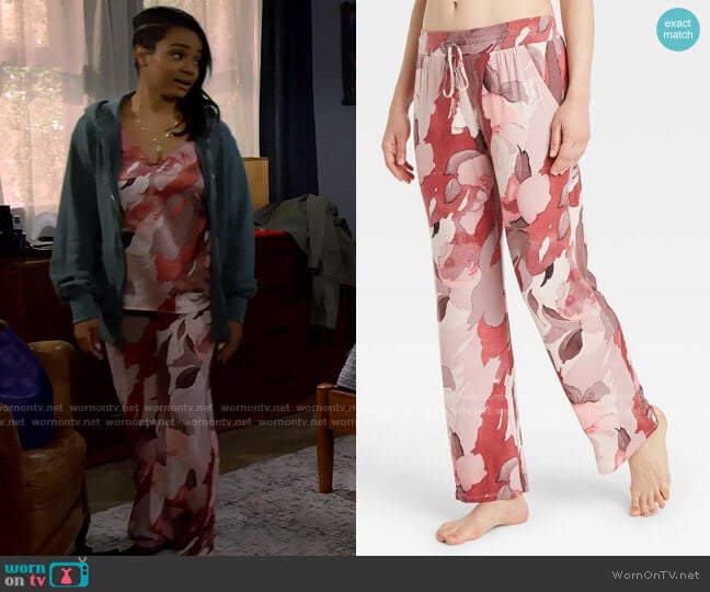 Target Stars Above Floral Print Beautifully Soft Pajama Pants in Berry Pink worn by Randi (Kyla Pratt) on Call Me Kat