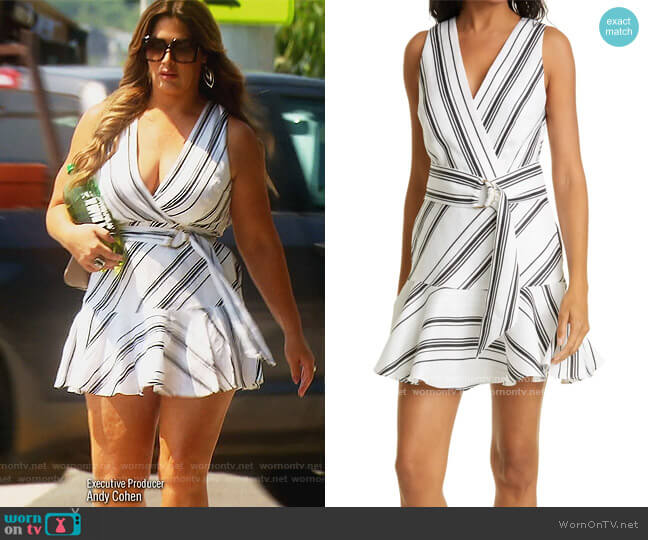 Directional Stripe Linen & Cotton Sleeveless Dress by Ted Baker worn by Emily Simpson on The Real Housewives of Orange County