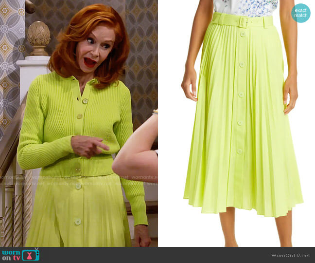 Ted Baker Pleated Button Down Midi Skirt worn by Sheila (Swoosie Kurtz) on Call Me Kat
