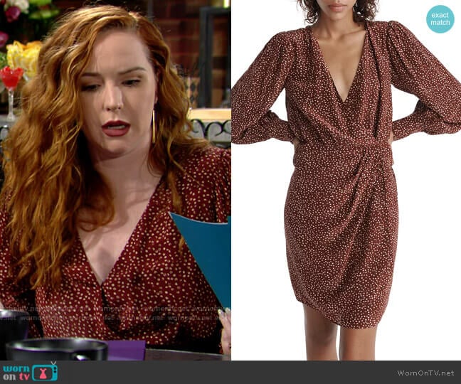 The Kooples Moon Dots Wrap Dress worn by Mariah Copeland (Camryn Grimes) on The Young and the Restless