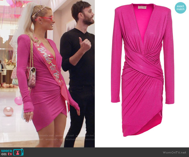Crystal Embellished Ruched Jersey Mini Dress by Alexandre Vauthier worn by Paris Hilton  on Paris in Love