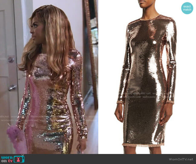 Long-Sleeve Liquid Sequin Dress in Nude by Tom Ford worn by Mary Cosby  on The Real Housewives of Salt Lake City