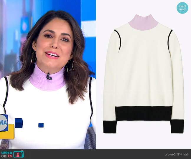 Color-Block Turtleneck by Tory Burch worn by Cecilia Vega  on Good Morning America