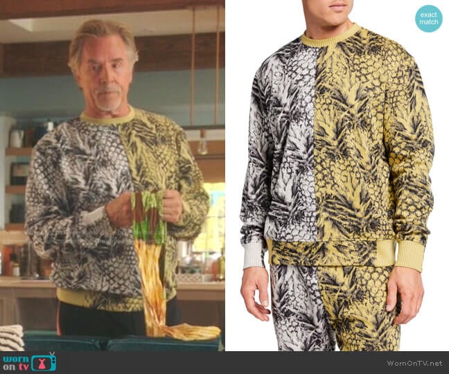 Hyper Reality Pineapple-Print Sweatshirt by Twenty Montreal worn by Rick (Don Johnson) on Kenan