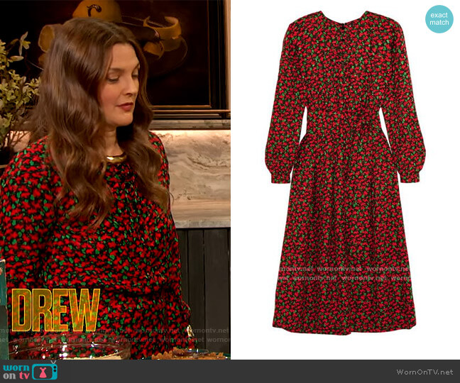 Cai Floral Print Dress by Vanessa Seward worn by Drew Barrymore  on The Drew Barrymore Show