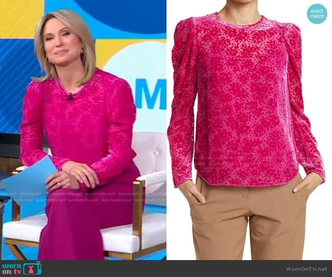 Reverie Embroidered Blouse by Veronica Beard worn by Amy Robach  on Good Morning America