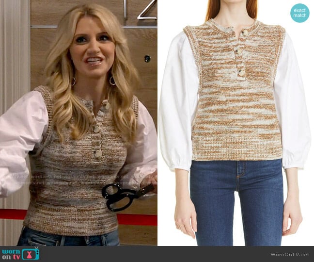 Veronica Beard Tahlea Mixed Media Sweater worn by Gina Dabrowski (Annaleigh Ashford) on B Positive