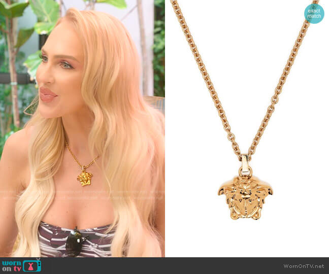 Medusa pendant necklace by Versace worn by Christine Quinn  on Selling Sunset
