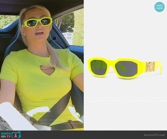 Medusa Biggie Sunglasses by Versace worn by Paris Hilton on Paris in Love