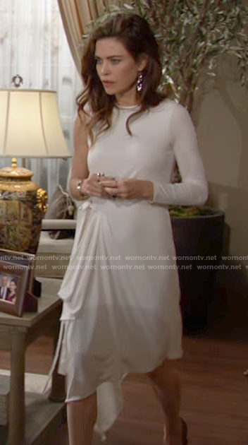 Victoria’s white one-sleeve dress on The Young and the Restless