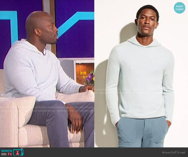 Plush Cashmere Pullover Hoodie by Vince worn by Akbar Gbajabiamila on The Talk