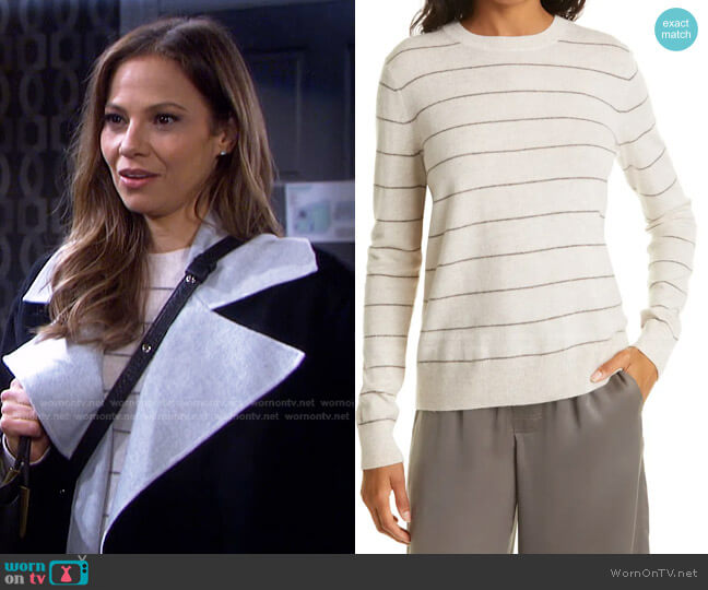 Stripe Wool & Cashmere Sweater by Vince worn by Ava Vitali (Tamara Braun ) on Days of our Lives