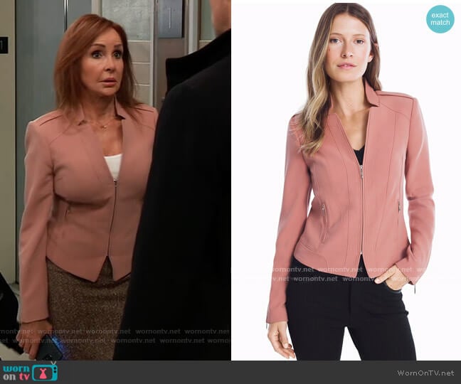 Seamed Zip-Front Jacket by White House Black Market worn by Bobbie Spencer (Jackie Zeman) on General Hospital