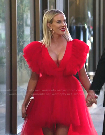Whitney’s red ruffle tulle dress on The Real Housewives of Salt Lake City