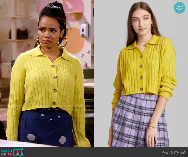 Target Wild Fable Cropped Cardigan worn by Randi (Kyla Pratt) on Call Me Kat