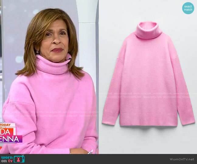 Oversized Knit Turtleneck Sweater by Zara worn by Hoda Kotb on Today