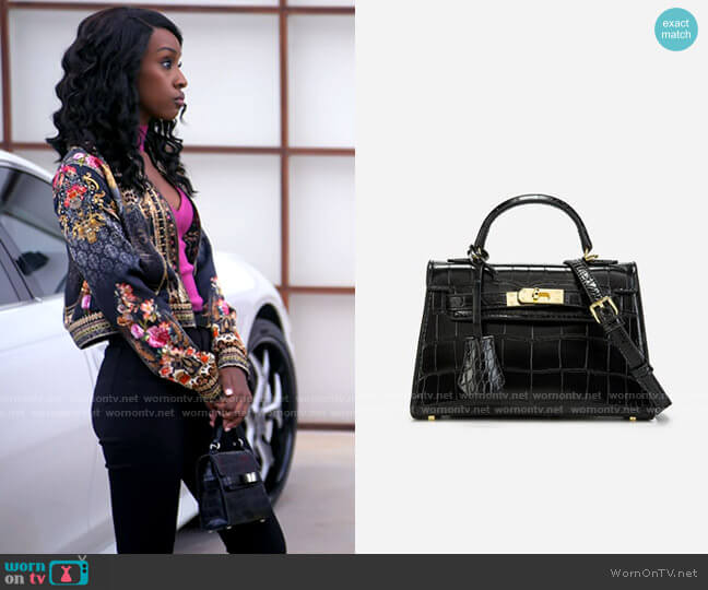 Zara Croc Embossed City Bag worn by Karen Mott (Ebony Obsidian) on Tyler Perrys Sistas