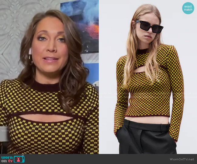 Cut Out Jacquard Top by Zara worn by Ginger Zee on The View