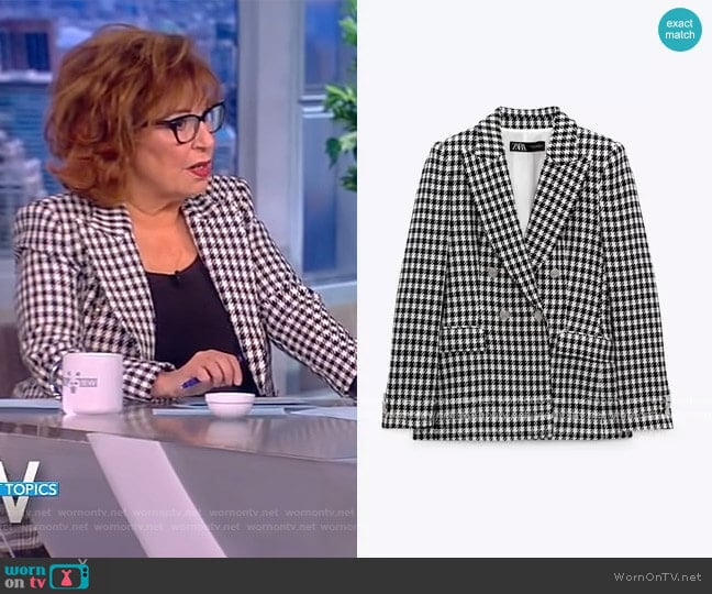 Double Breasted Houndstooth Blazer by Zara worn by Joy Behar on The View