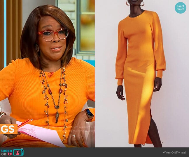 Zara Rib Knit Dress worn by Gayle King  on CBS Mornings