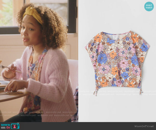 Printed Top with Knots by Zara worn by Bridget Williams (Dannah Lane) on Kenan