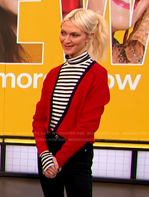 Zanna Roberts Rassi's striped turtleneck top on The Drew Barrymore Show