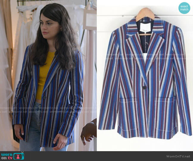 3.1 Phillip Lim Oversized Striped Blazer worn by Samantha Fink (Sofia Black-D'Elia) on Single Drunk Female