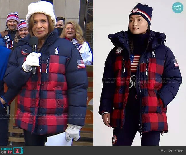 Team USA Closing Ceremony Down Jacket by Ralph Lauren worn by Hoda Kotb on Today