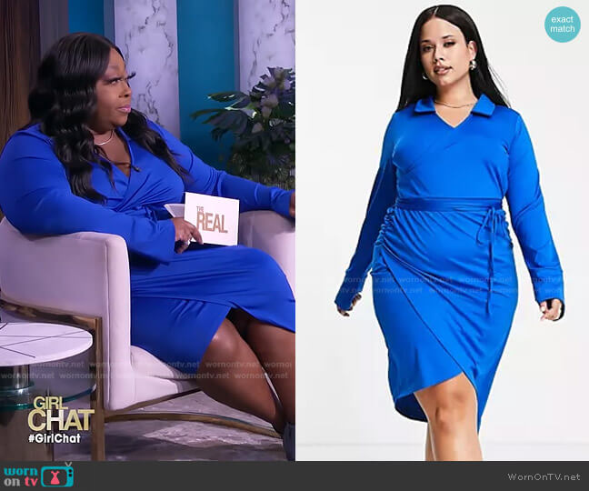 blue wrap dress on The Real | Loni Love ...