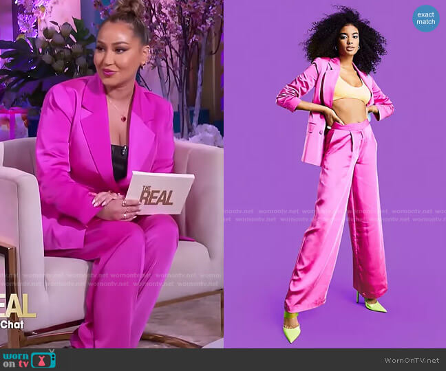 Satin Double Breasted Suit Blazer and Pants by Asos worn by Adrienne Houghton  on The Real