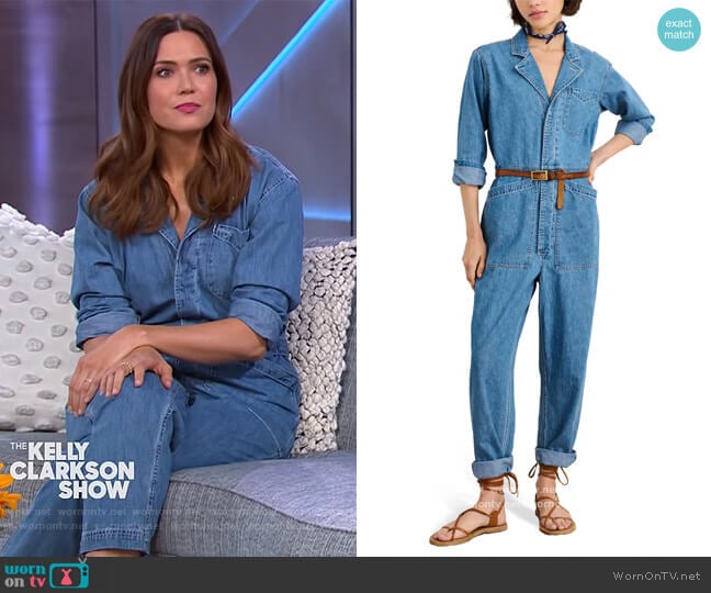 Standard Long Sleeve Denim Jumpsuit by Alex Mill worn by Milo Ventimiglia on The Kelly Clarkson Show