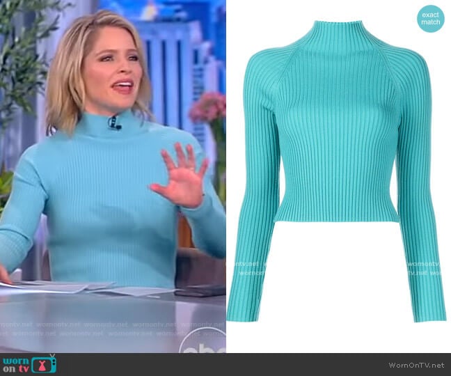 Irena Mock Neck Jumper by Alice + Olivia worn by Sara Haines on The View