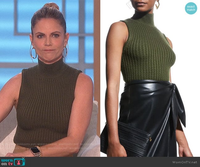 WornOnTV: Natalie’s green knit turtleneck top on The Talk | Natalie ...