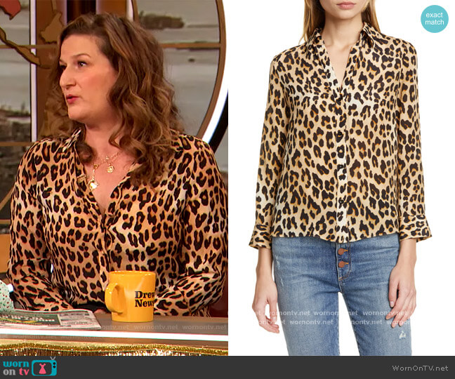 Eloise Leopard Print Blouse by Alice + Olivia worn by Ana Gasteyer on The Drew Barrymore Show
