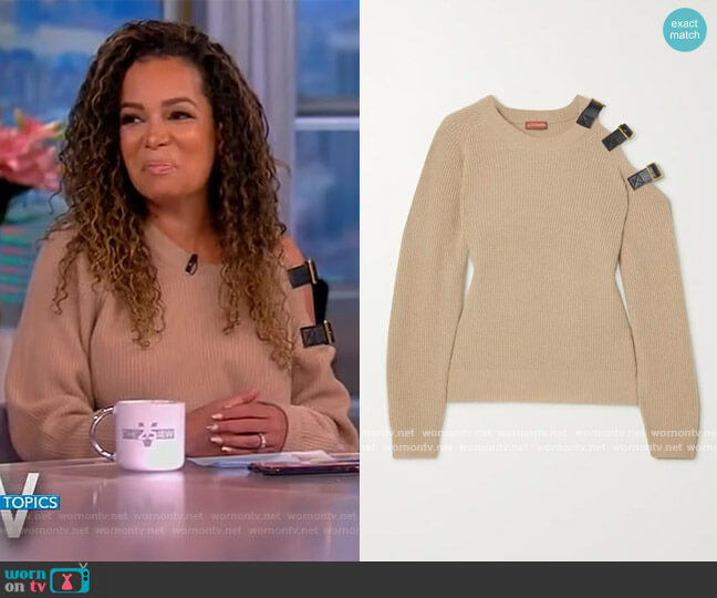 WornOnTV: Sunny’s beige buckle strap sweater on The View | Sunny Hostin ...