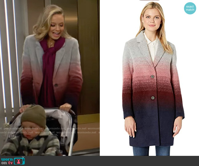Andrew Marc Belair Dip Dye Print Coat worn by Abby Newman (Melissa Ordway) on The Young and the Restless