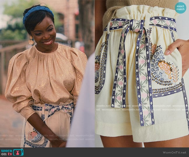 Annaleigh Embroidered Shorts by Anthropologie worn by Helen Decatur (Heather Headley) on Sweet Magnolias