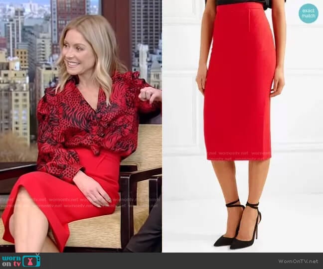 Arreton Skirt by Roland Mouret worn by Kelly Ripa on Live with Kelly and Mark