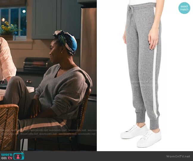 Athletic Striped Cashmere Pants by Theory worn by Helen Decatur (Heather Headley) on Sweet Magnolias