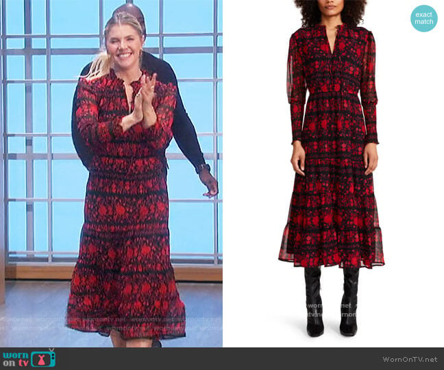 It's a Moment Floral Stripe Long Sleeve Midi Dress by BB Dakota by Steve Madden worn by Amanda Kloots on The Talk