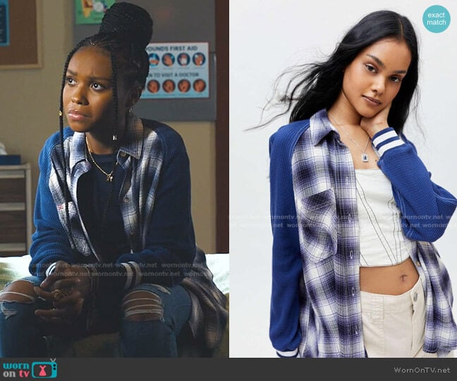 Keanu Varsity Flannel Shirt by BDG worn by Naomi McDuffie (Kaci Walfall) on Naomi