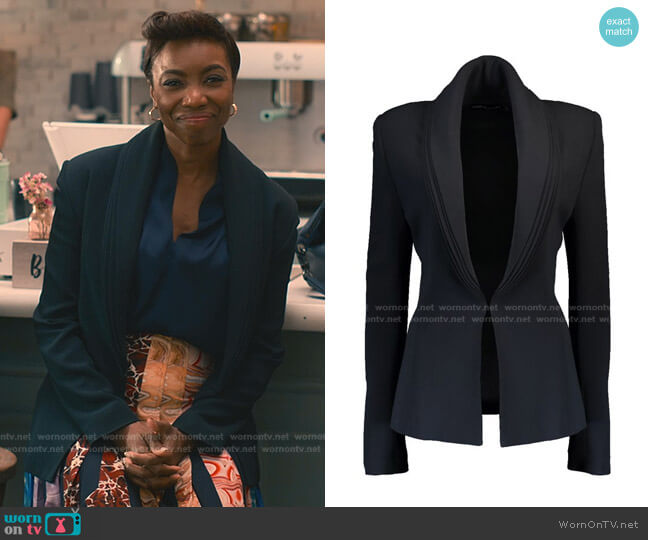 Layered Lapel Jacket by Brandon Maxwell worn by Helen Decatur (Heather Headley) on Sweet Magnolias