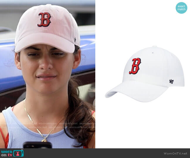 Boston Red Sox White Logo Hat worn by Samantha Fink (Sofia Black-D'Elia) on Single Drunk Female