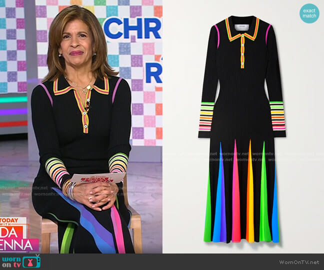 Pleated Striped Ribbed Wool Maxi Dress by Christopher John Rogers worn by Hoda Kotb on Today