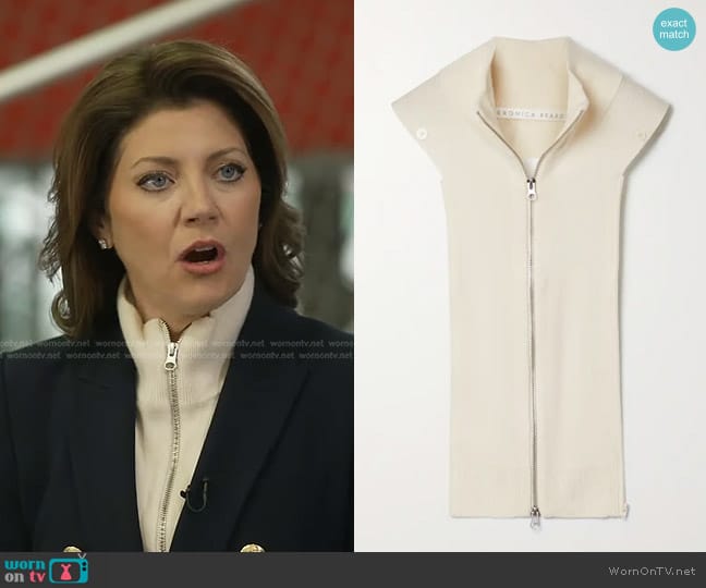 Cashmere Uptown Dickey by Veronica Beard worn by Norah O'Donnell on CBS Evening News